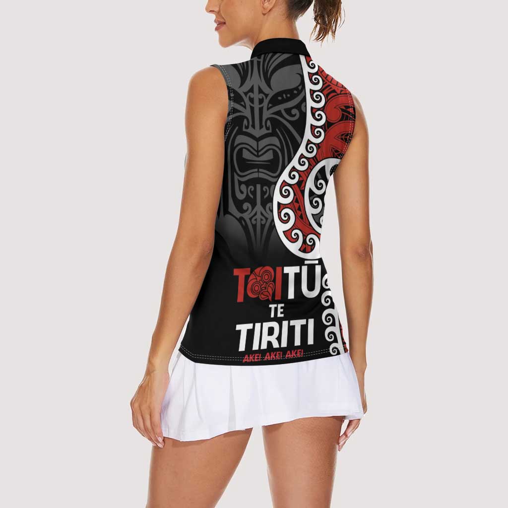 Honour The Treaty New Zealand Women Sleeveless Polo Shirt Toitu Te Tiriti Ake!Ake!Ake! LT9 - Polynesian Pride