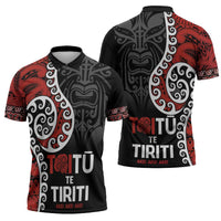 Honour The Treaty New Zealand Zipper Polo Shirt Toitu Te Tiriti Ake Ake Ake LT9 - Polynesian Pride