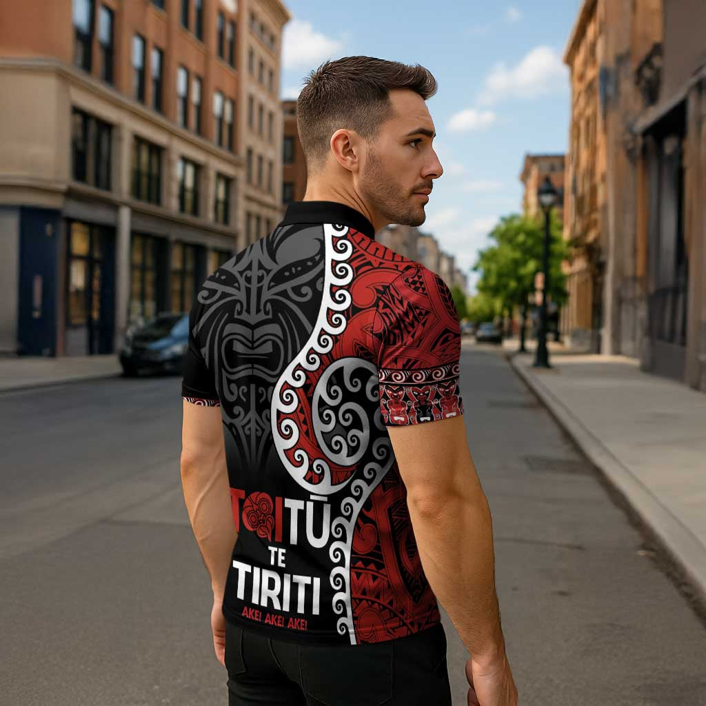 Honour The Treaty New Zealand Zipper Polo Shirt Toitu Te Tiriti Ake Ake Ake LT9 - Polynesian Pride