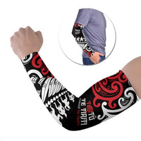 Honour The Treaty New Zealand Personalised Arm Sleeves Toitu Te Tiriti Half Fern Haka Dance LT9 Set of 2 Red - Polynesian Pride
