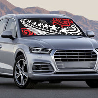 Honour The Treaty New Zealand Personalised Auto Sun Shade Toitu Te Tiriti Half Fern Haka Dance LT9 - Polynesian Pride