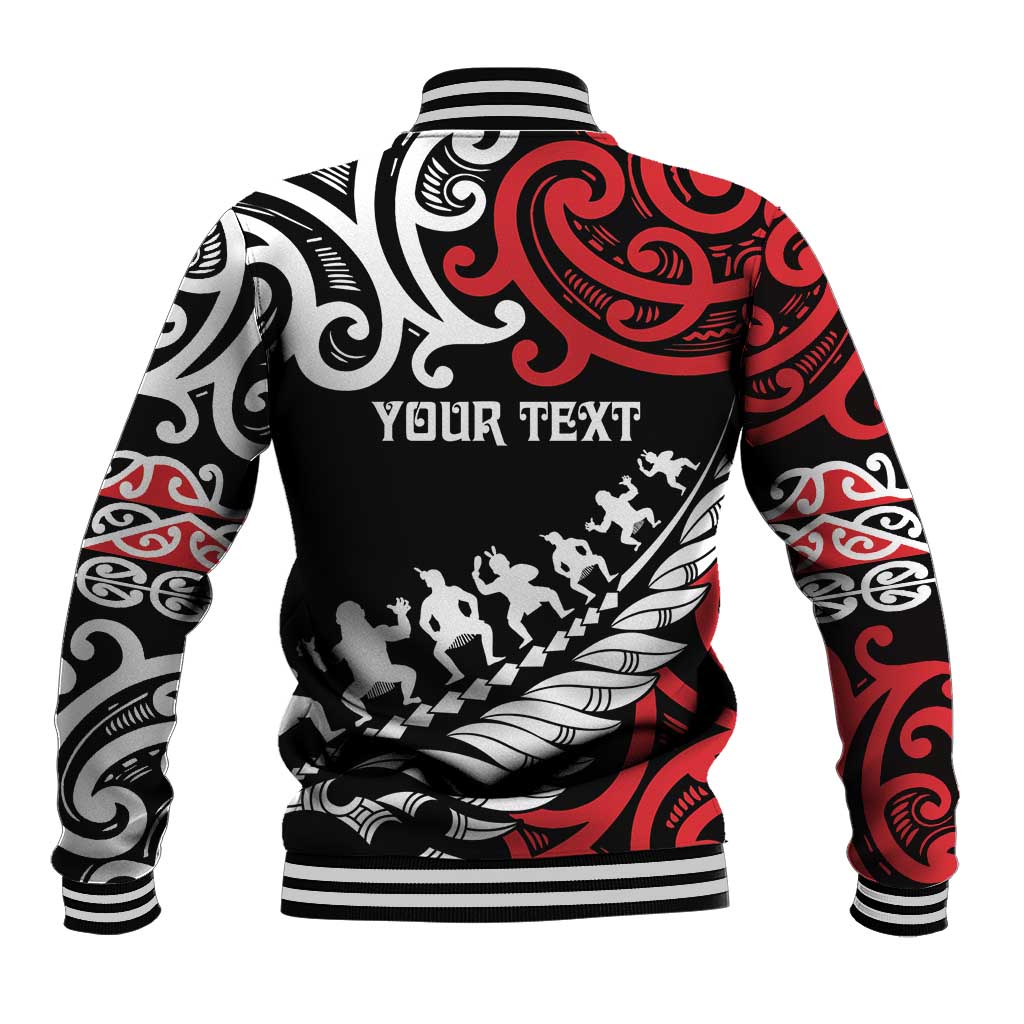 Honour The Treaty New Zealand Personalised Baseball Jacket Toitu Te Tiriti Half Fern with Haka dance LT9 - Polynesian Pride