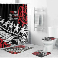 Honour The Treaty New Zealand Personalised Bathroom Set Toitu Te Tiriti Half Fern Haka Dance LT9 Bathroom Set (4 pcs) Red - Polynesian Pride