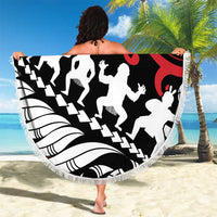 Honour The Treaty New Zealand Personalised Beach Blanket Toitu Te Tiriti Half Fern with Haka dance LT9 - Polynesian Pride