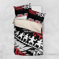 Honour The Treaty New Zealand Personalised Bedding Set Toitu Te Tiriti Half Fern with Haka dance LT9 US Twin 172cm x 218cm Black - Polynesian Pride