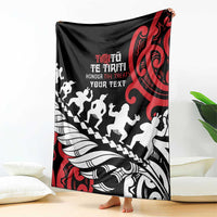 Honour The Treaty New Zealand Personalised Blanket Toitu Te Tiriti Half Fern with Haka dance LT9 - Polynesian Pride