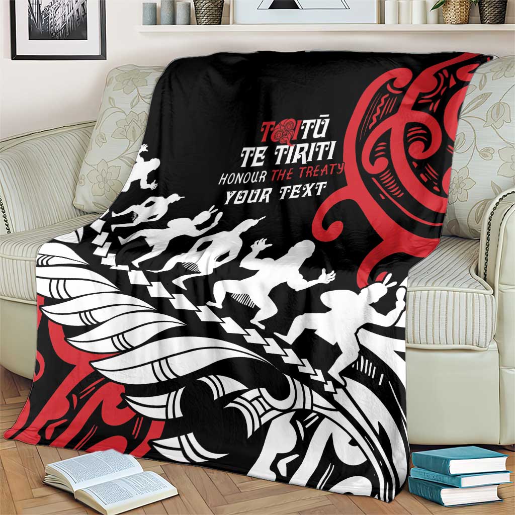 Honour The Treaty New Zealand Personalised Blanket Toitu Te Tiriti Half Fern with Haka dance LT9 - Polynesian Pride
