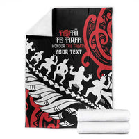 Honour The Treaty New Zealand Personalised Blanket Toitu Te Tiriti Half Fern with Haka dance LT9 - Polynesian Pride