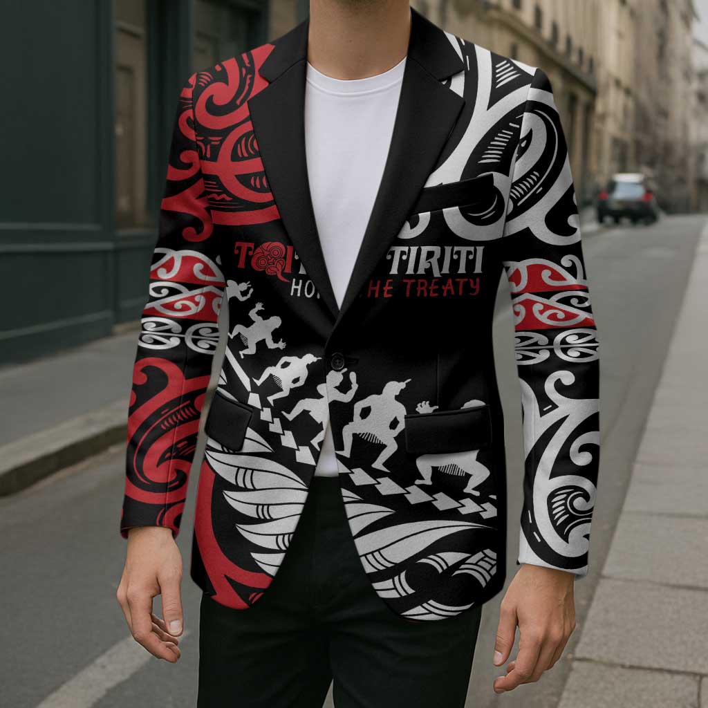 Honour The Treaty New Zealand Personalised Blazer Toitu Te Tiriti Half Fern Haka Dance LT9 - Polynesian Pride