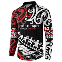 Honour The Treaty New Zealand Personalised Button Sweatshirt Toitu Te Tiriti Half Fern with Haka dance LT9 - Polynesian Pride