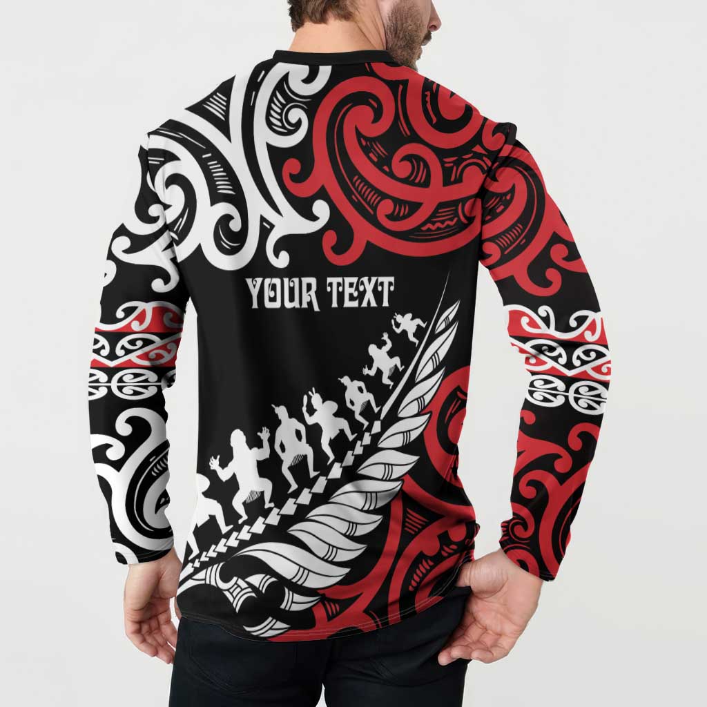 Honour The Treaty New Zealand Personalised Button Sweatshirt Toitu Te Tiriti Half Fern with Haka dance LT9 - Polynesian Pride