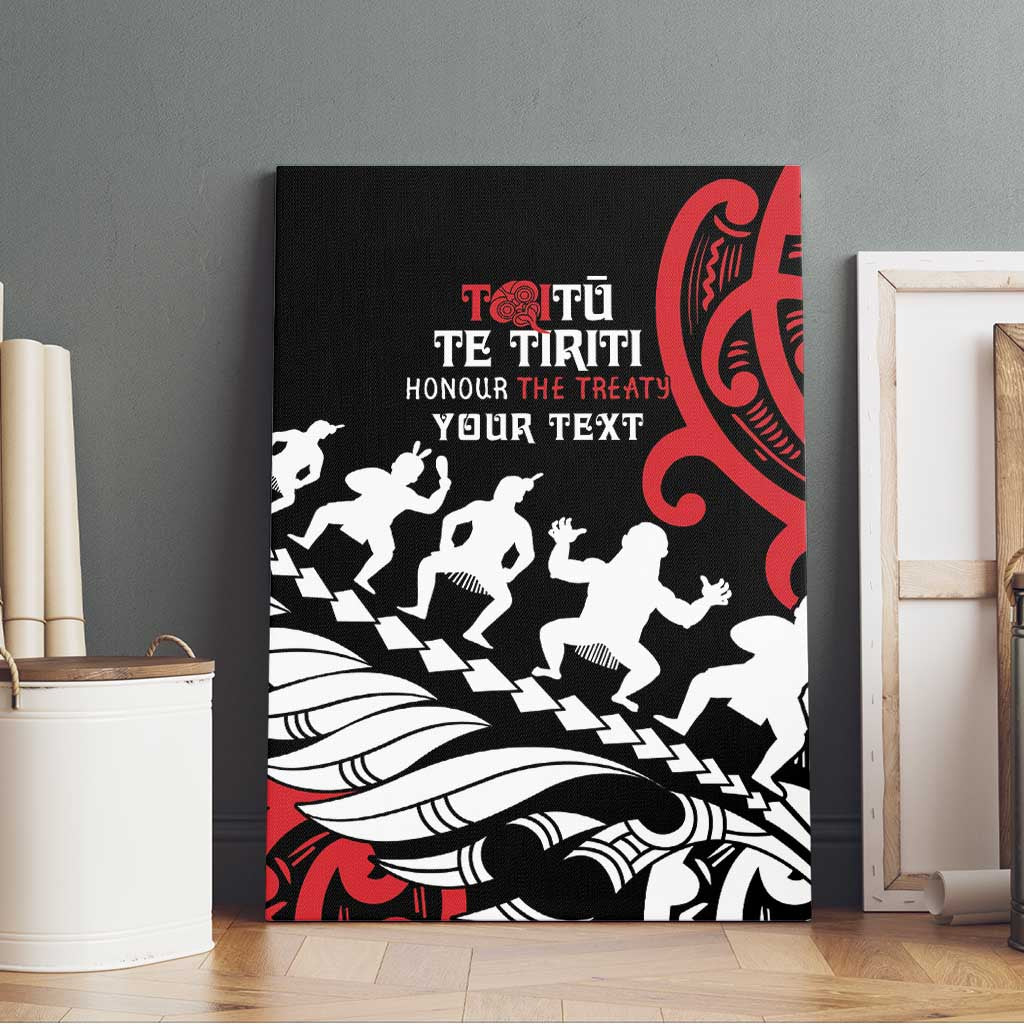Honour The Treaty New Zealand Personalised Canvas Wall Art Toitu Te Tiriti Half Fern with Haka dance LT9 - Polynesian Pride