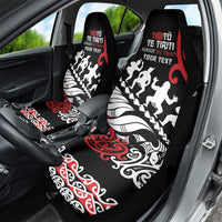 Honour The Treaty New Zealand Personalised Car Seat Cover Toitu Te Tiriti Half Fern with Haka dance LT9 - Polynesian Pride