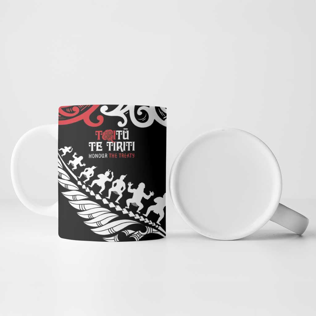 Honour The Treaty New Zealand Personalised Ceramic Mug Toitu Te Tiriti Half Fern Haka Dance LT9 - Polynesian Pride