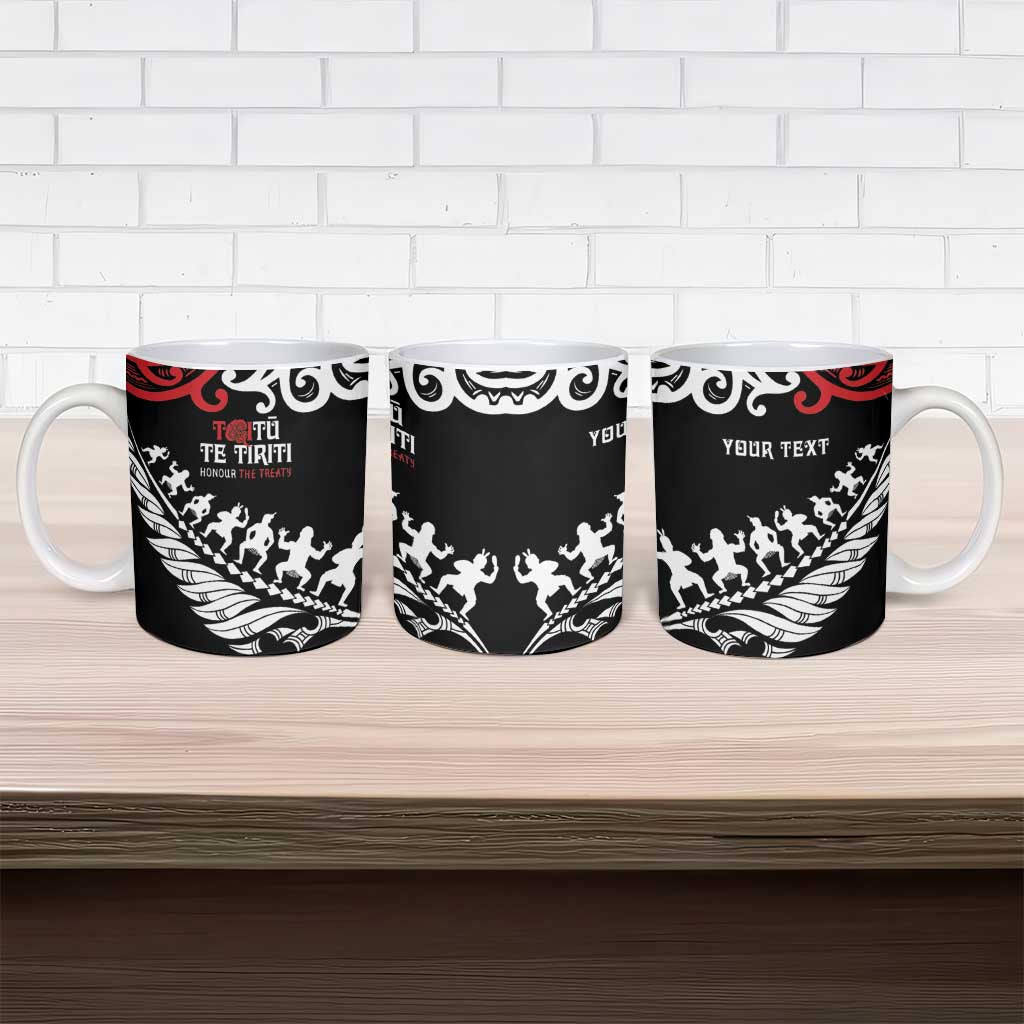 Honour The Treaty New Zealand Personalised Ceramic Mug Toitu Te Tiriti Half Fern Haka Dance LT9 - Polynesian Pride