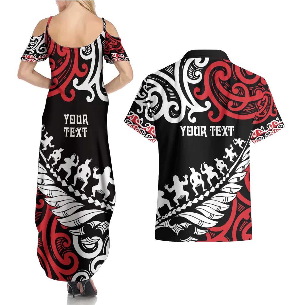 Honour The Treaty New Zealand Personalised Couples Matching Summer Maxi Dress and Hawaiian Shirt Toitu Te Tiriti Half Fern with Haka dance LT9 - Polynesian Pride