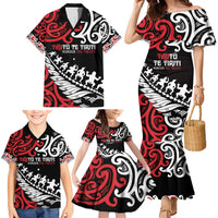 Honour The Treaty New Zealand Personalised Family Matching Mermaid Dress and Hawaiian Shirt Toitu Te Tiriti Half Fern with Haka dance LT9 - Polynesian Pride