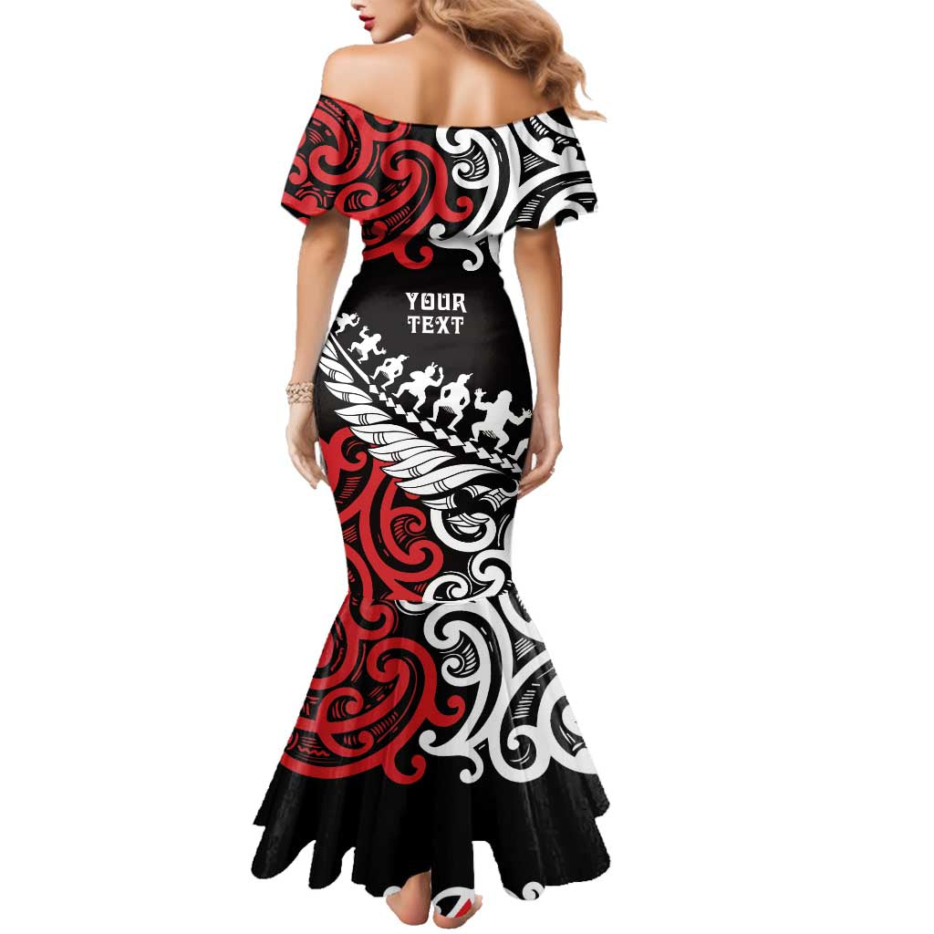 Honour The Treaty New Zealand Personalised Family Matching Mermaid Dress and Hawaiian Shirt Toitu Te Tiriti Half Fern with Haka dance LT9 - Polynesian Pride