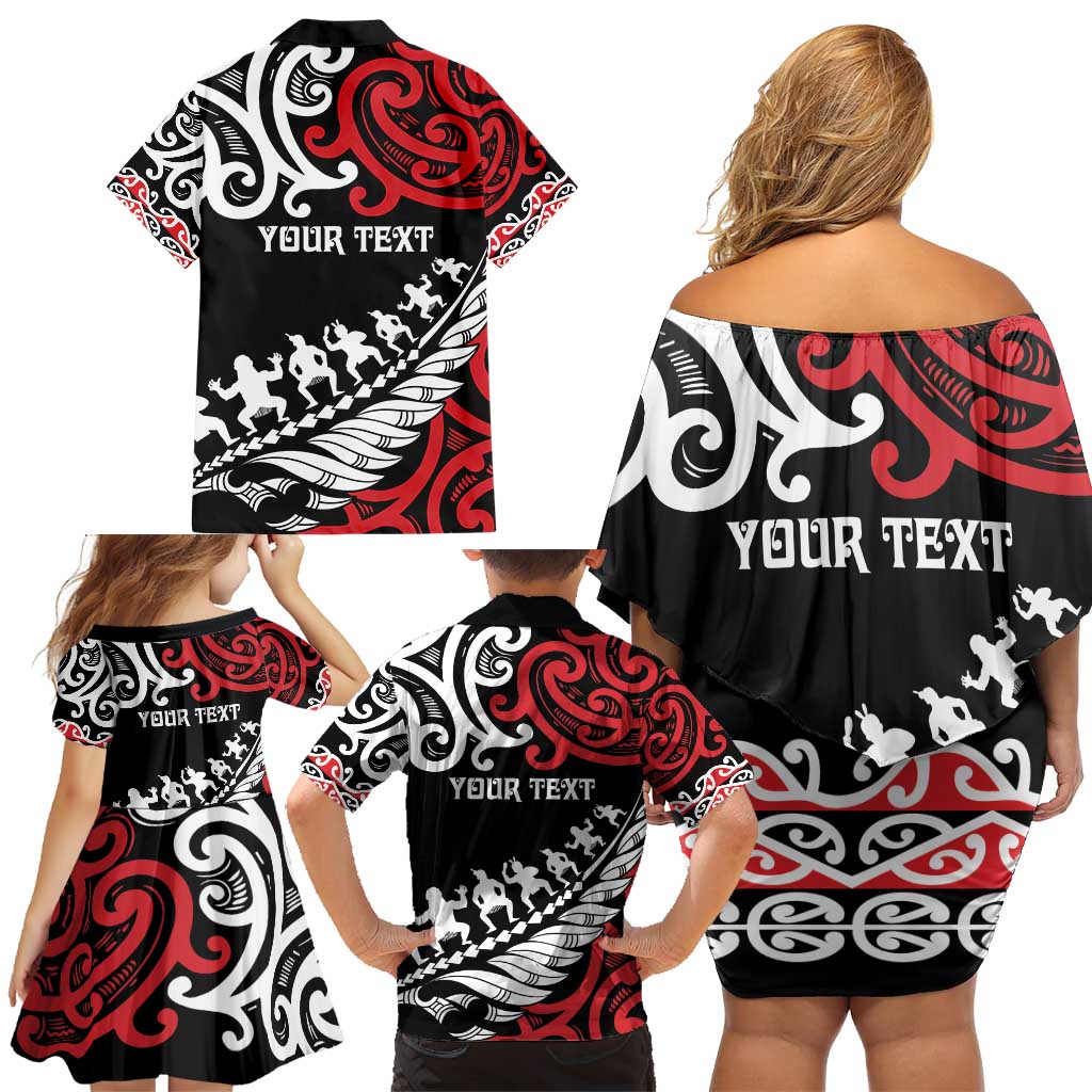 Honour The Treaty New Zealand Personalised Family Matching Off Shoulder Short Dress and Hawaiian Shirt Toitu Te Tiriti Half Fern with Haka dance LT9 - Polynesian Pride