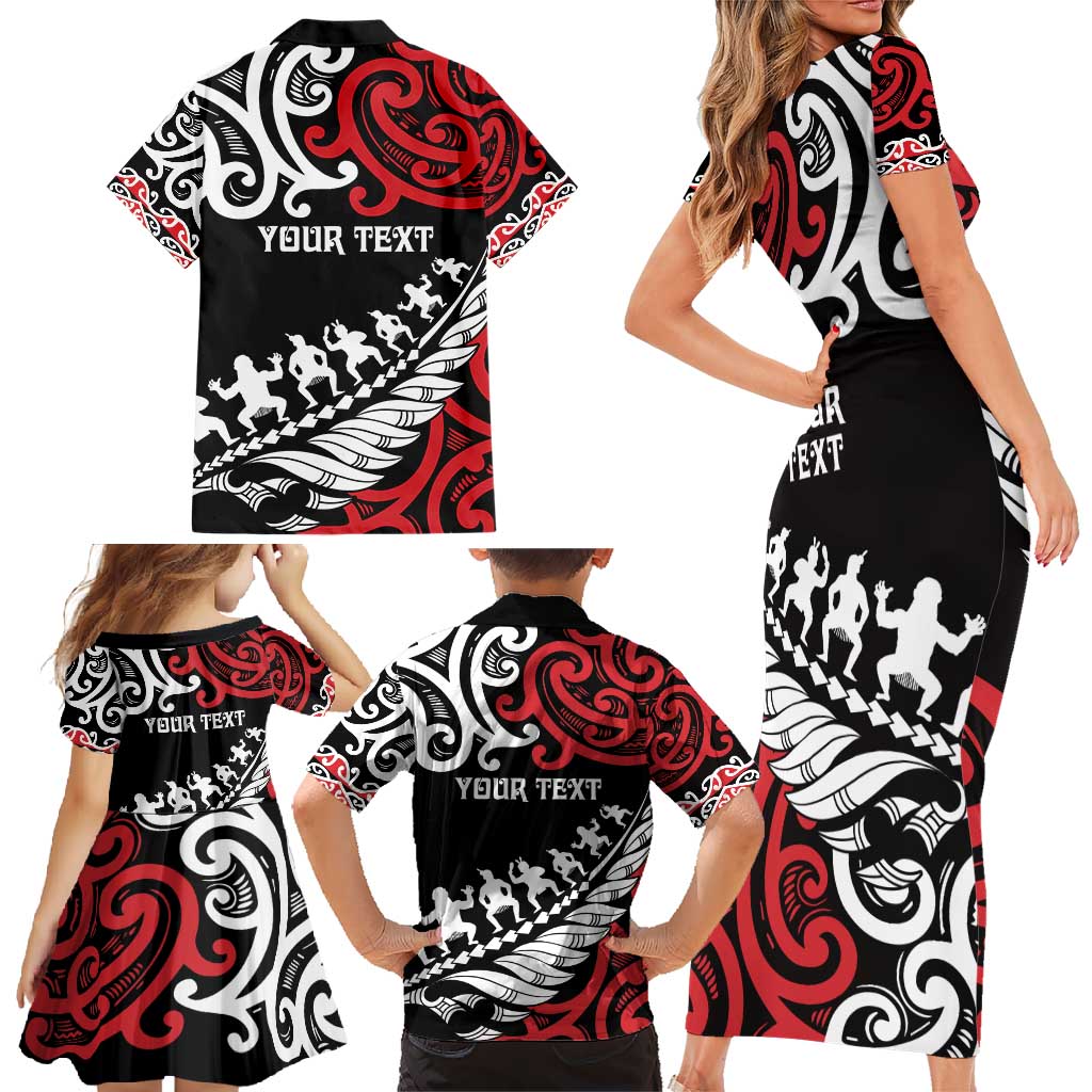 Honour The Treaty New Zealand Personalised Family Matching Short Sleeve Bodycon Dress and Hawaiian Shirt Toitu Te Tiriti Half Fern with Haka dance LT9 - Polynesian Pride