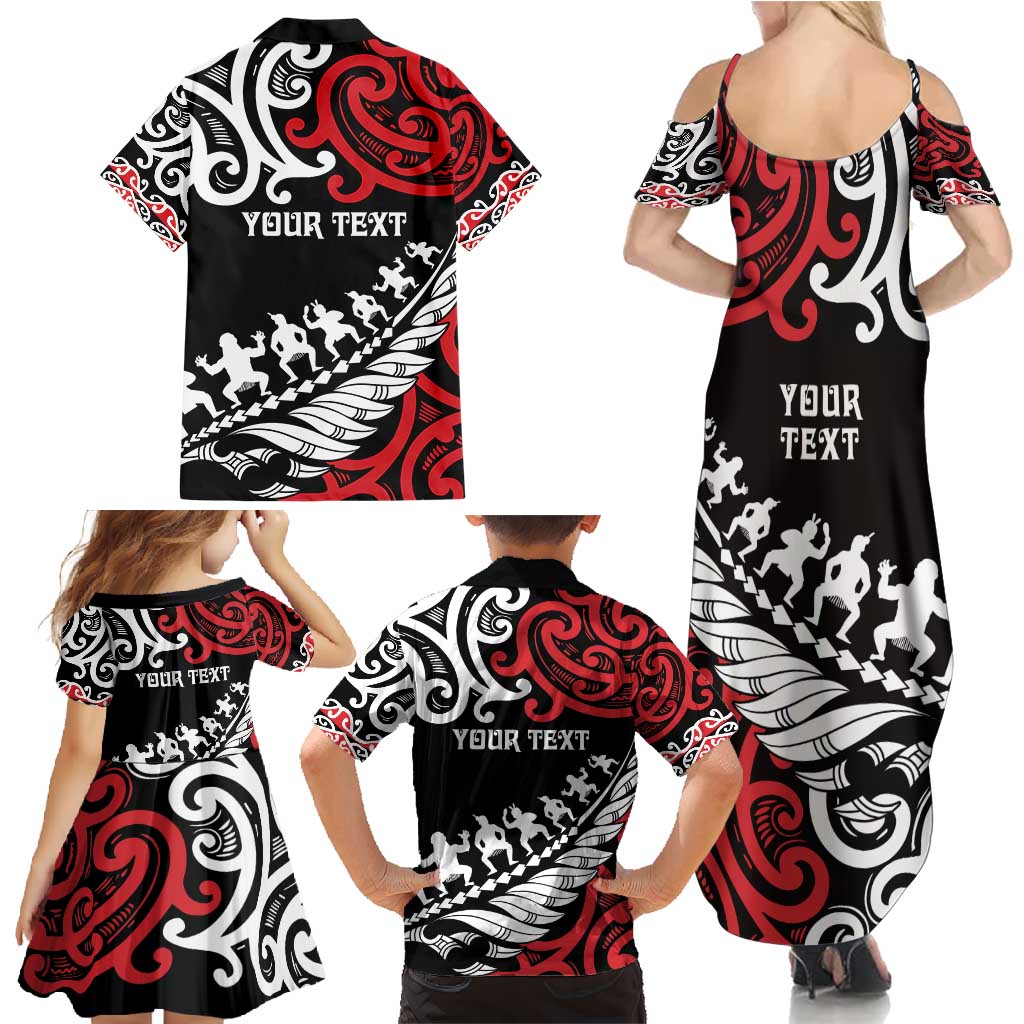 Honour The Treaty New Zealand Personalised Family Matching Summer Maxi Dress and Hawaiian Shirt Toitu Te Tiriti Half Fern with Haka dance LT9 - Polynesian Pride