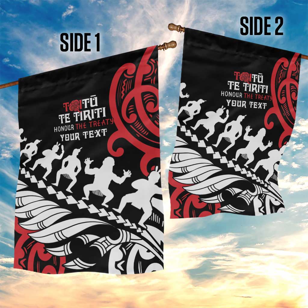 Honour The Treaty New Zealand Personalised Garden Flag Toitu Te Tiriti Half Fern with Haka dance LT9 - Polynesian Pride