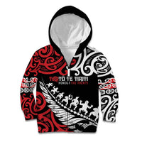 Honour The Treaty New Zealand Personalised Kid Hoodie Toitu Te Tiriti Half Fern with Haka dance LT9 Zip Hoodie Black - Polynesian Pride