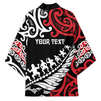 Honour The Treaty New Zealand Personalised Kimono Toitu Te Tiriti Half Fern Haka Dance LT9 - Polynesian Pride