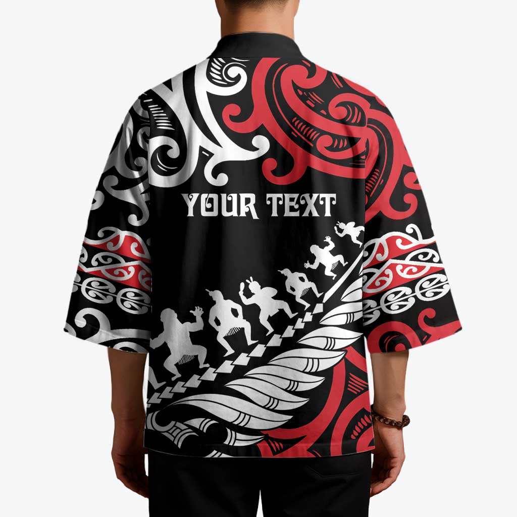 Honour The Treaty New Zealand Personalised Kimono Toitu Te Tiriti Half Fern Haka Dance LT9 - Polynesian Pride