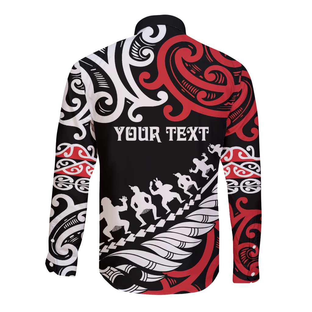 Honour The Treaty New Zealand Personalised Long Sleeve Button Shirt Toitu Te Tiriti Half Fern with Haka dance LT9 - Polynesian Pride