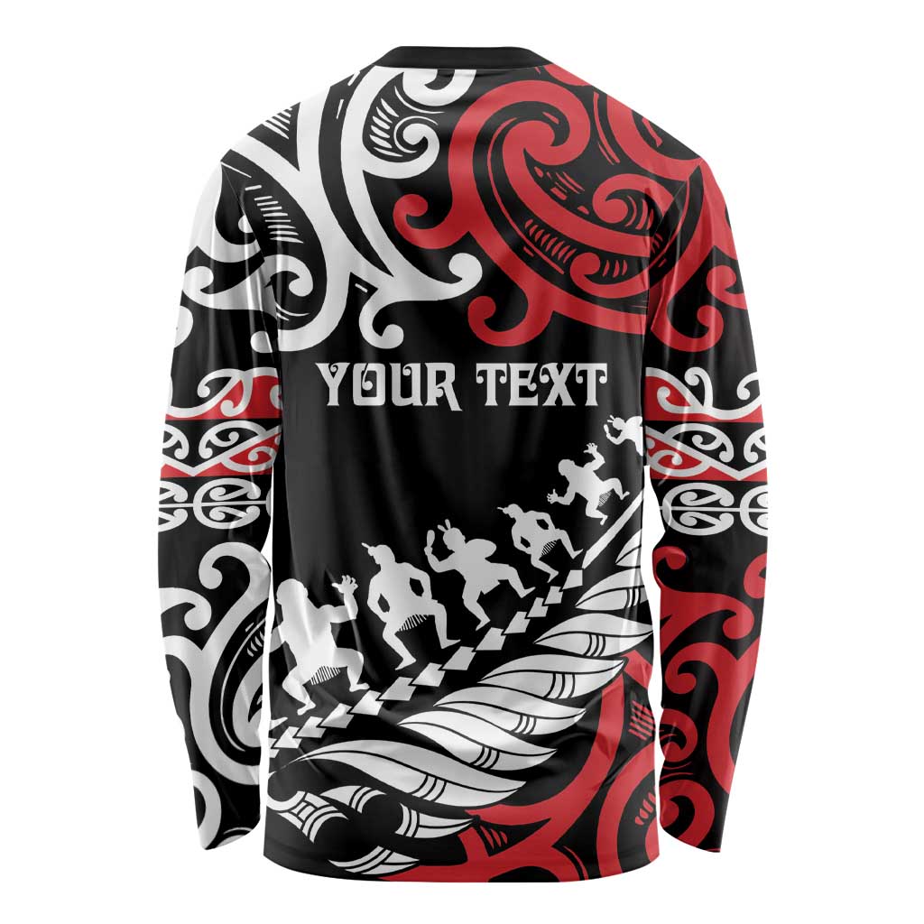 Honour The Treaty New Zealand Personalised Long Sleeve Shirt Toitu Te Tiriti Half Fern with Haka dance LT9 - Polynesian Pride