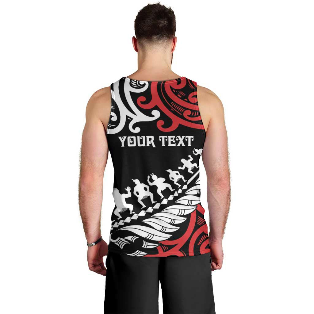 Honour The Treaty New Zealand Personalised Men Tank Top Toitu Te Tiriti Half Fern with Haka dance LT9 - Polynesian Pride