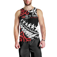 Honour The Treaty New Zealand Personalised Men Tank Top Toitu Te Tiriti Half Fern with Haka dance LT9 - Polynesian Pride