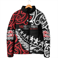 Honour The Treaty New Zealand Personalised Padded Jacket Toitu Te Tiriti Half Fern Haka Dance LT9 - Polynesian Pride