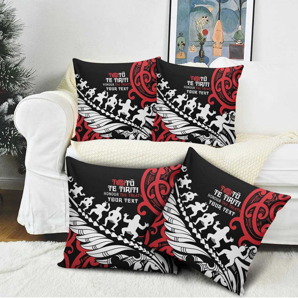 Honour The Treaty New Zealand Personalised Pillow Cover Toitu Te Tiriti Half Fern Haka Dance LT9 - Polynesian Pride