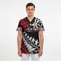 Honour The Treaty New Zealand Personalised Scrub Top Toitu Te Tiriti Half Fern Haka Dance LT9 - Polynesian Pride