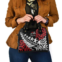 Honour The Treaty New Zealand Personalised Shoulder Handbag Toitu Te Tiriti Half Fern with Haka dance LT9 - Polynesian Pride