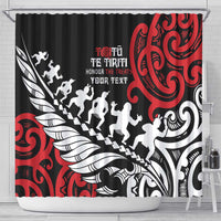 Honour The Treaty New Zealand Personalised Shower Curtain Toitu Te Tiriti Half Fern with Haka dance LT9 - Polynesian Pride