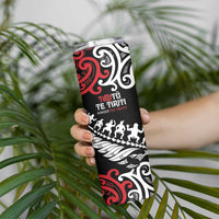 Honour The Treaty New Zealand Personalised Skinny Tumbler Toitu Te Tiriti Half Fern with Haka dance LT9 - Polynesian Pride