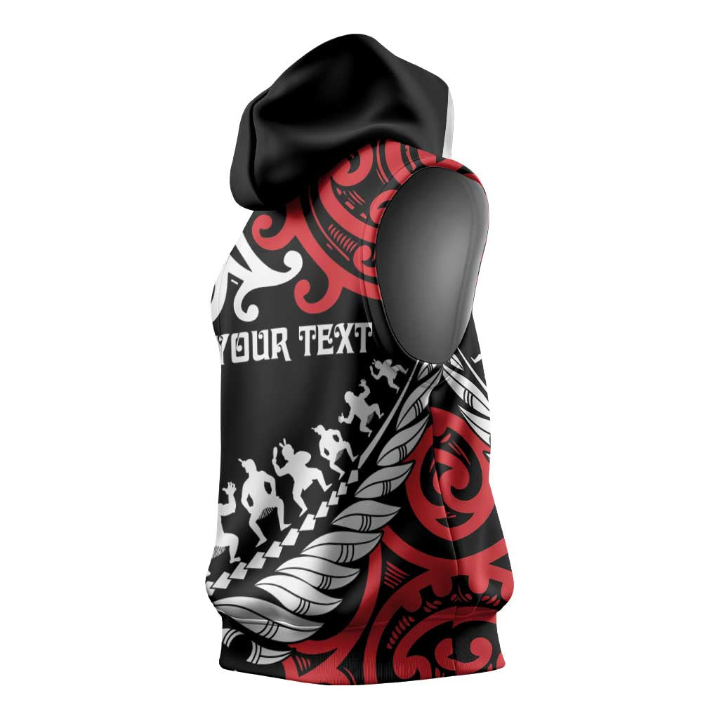 Honour The Treaty New Zealand Personalised Sleeveless Hoodie Toitu Te Tiriti Half Fern Haka Dance LT9 - Polynesian Pride