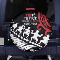 Honour The Treaty New Zealand Personalised Spare Tire Cover Toitu Te Tiriti Half Fern with Haka dance LT9 - Polynesian Pride