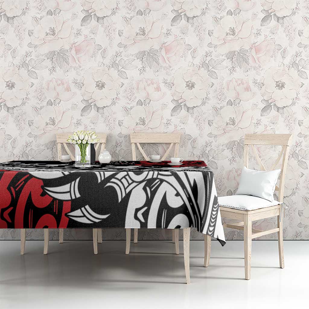 Honour The Treaty New Zealand Personalised Tablecloth Toitu Te Tiriti Half Fern with Haka dance LT9 - Polynesian Pride