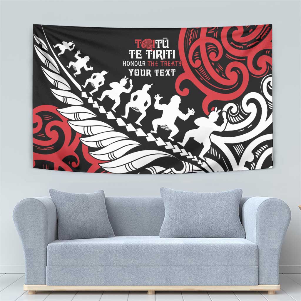 Honour The Treaty New Zealand Personalised Tapestry Toitu Te Tiriti Half Fern with Haka dance LT9 - Polynesian Pride