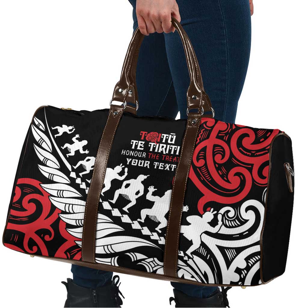 Honour The Treaty New Zealand Personalised Travel Bag Toitu Te Tiriti Half Fern Haka Dance LT9 - Polynesian Pride