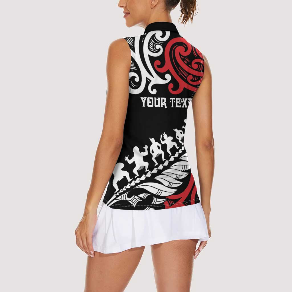 Honour The Treaty New Zealand Personalised Women Sleeveless Polo Shirt Toitu Te Tiriti Half Fern with Haka dance LT9 - Polynesian Pride