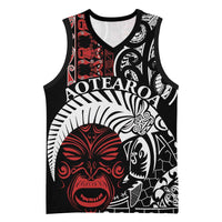 Honour The Treaty New Zealand Personalised Basketball Jersey Toitu Te Tiriti Indigenous Maori Face LT9 Unisex Red - Polynesian Pride