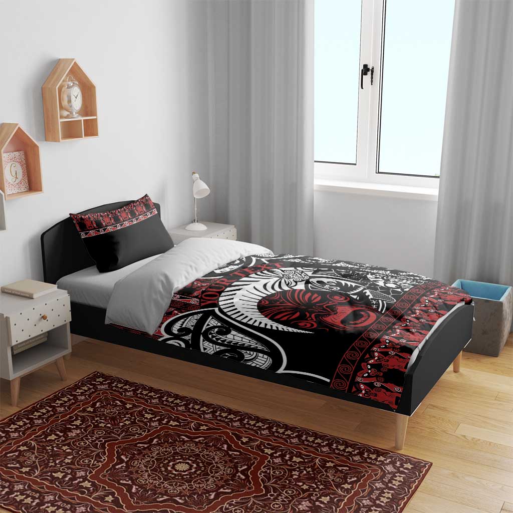 Honour The Treaty New Zealand Personalised Bedding Set Toitu Te Tiriti Indigenous Maori Face LT9 - Polynesian Pride