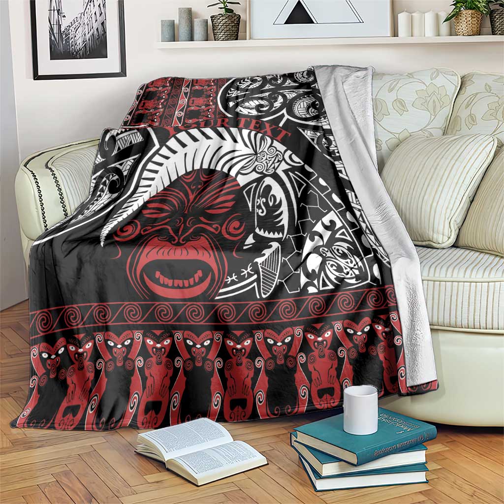 Honour The Treaty New Zealand Personalised Blanket Toitu Te Tiriti Indigenous Maori Face LT9 Black - Polynesian Pride