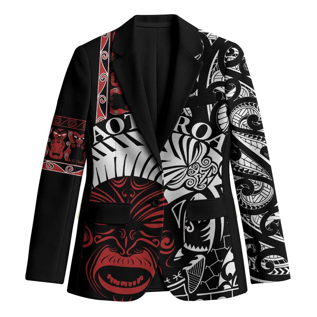 Honour The Treaty New Zealand Personalised Blazer Toitu Te Tiriti Indigenous Maori Face LT9 Unisex Red - Polynesian Pride