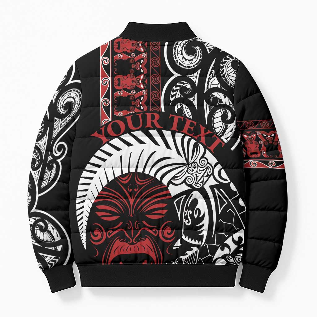 Honour The Treaty New Zealand Personalised Bomber Puffer Jacket Toitu Te Tiriti Indigenous Maori Face LT9 - Polynesian Pride